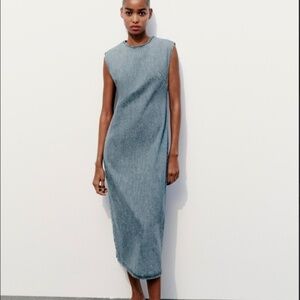 NWT Zara TRF Denim Midi Dress XS